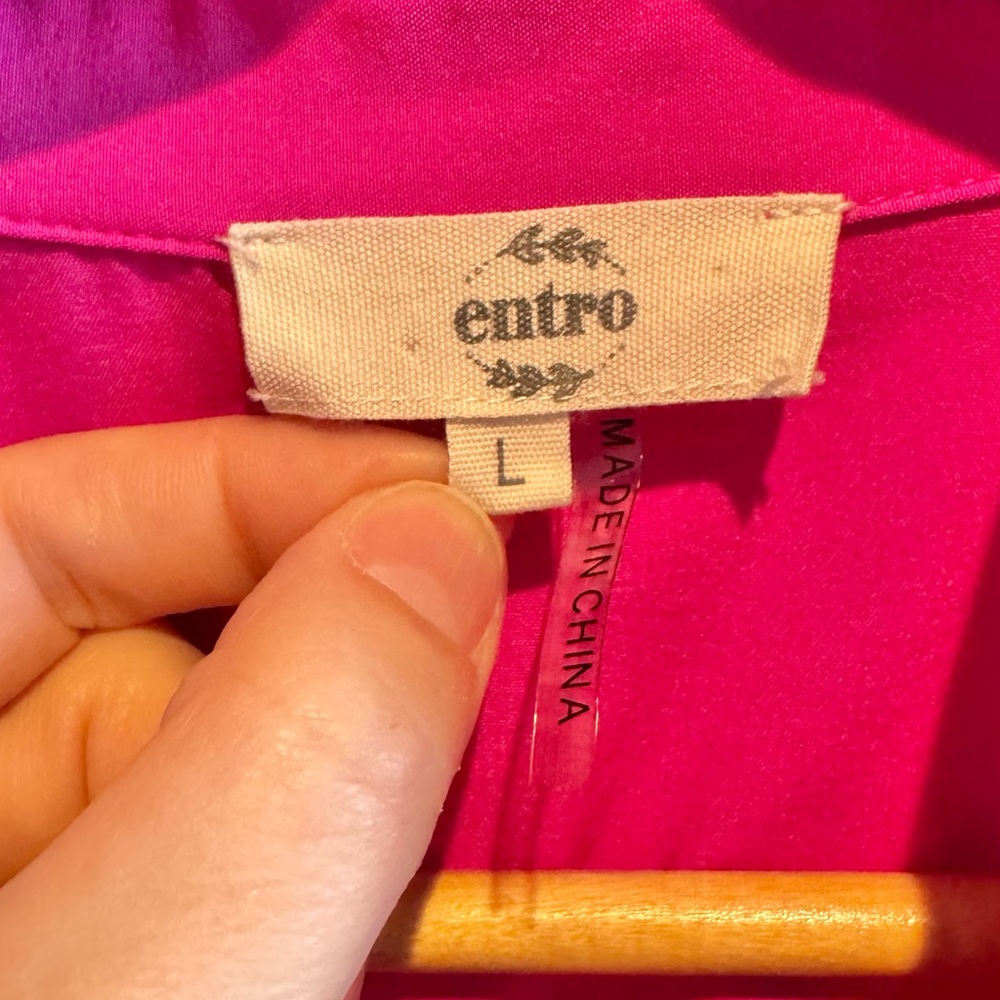 Entro Bright Pink Puff Sleeve Blouse - Picture 2 of 4